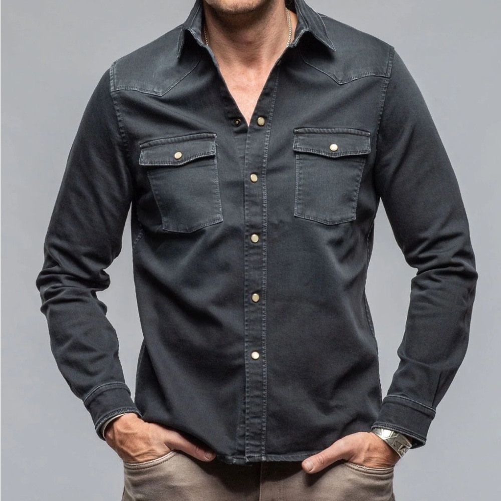 Black Denim Pearlsnap Shirt